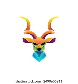 Deer head vector logo design with a display concept combining some blue, purple, orange and yellow