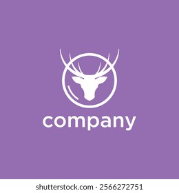 Deer head vector logo design. Wild animal head logo template.