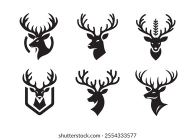 Deer head vector silhouette art illustration bundle