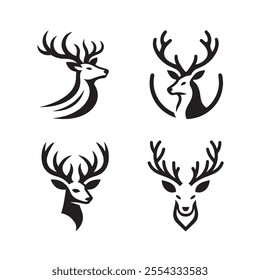 Deer head vector silhouette art illustration bundle