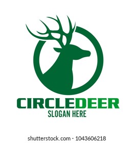 Deer head vector silhouette in a circle for company logo, stamps, tshirt, emblem, marketing materials, etc