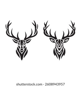 Deer head vector silhouette icon on a white background