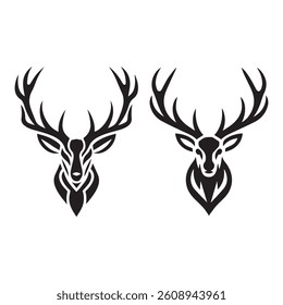 Deer head vector silhouette icons 