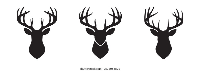 Deer Head Vector Silhouette, Deer Head Vector Illustration, Deer Head Bundle.