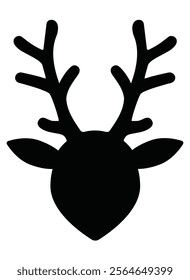 Deer head vector silhouette for stencil - vector image for logo or pictogram. Deer animal silhouette for icon, sign or stencil.