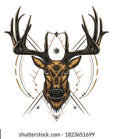 Deer head vector. template design for logo and apparel.