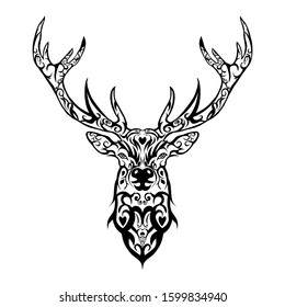 Deer Head Vector Tribal Isolated