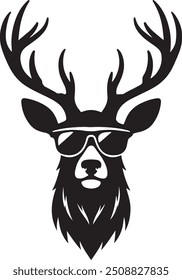 Deer Head wearing sunglass vector art illustration