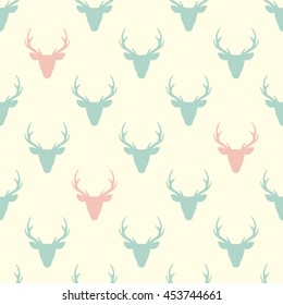 Deer heads seamless pattern