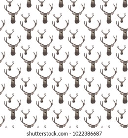 Deer heads seamless pattern. Abstract geometric background