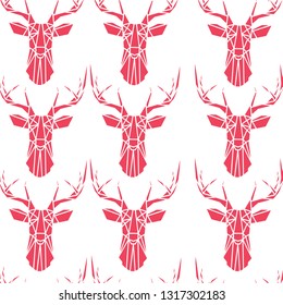 Deer heads seamless pattern. Abstract geometric background