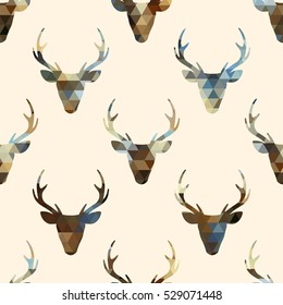 Deer heads seamless pattern. Abstract geometric background