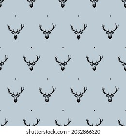 Deer heads seamless pattern. Texture vector background 2