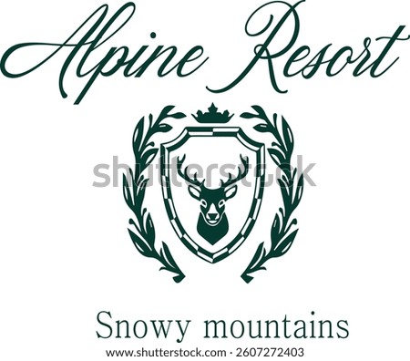 Deer hear crest horns antler Ski club alpine mountain adventure winter cosy sports Varsity College Trending Graphic Tee t-shirt logo slogan artwork typography tote badge emblem crest explore camping 