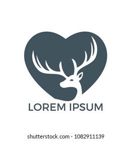Deer heart shape logo design.