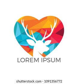 Deer heart shape logo design.