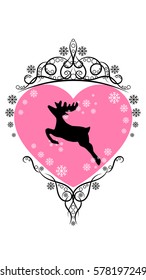 Deer, heart, snowflake, crown.