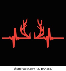 Deer Heartbeat Vector Illustration And T Shirt Design.