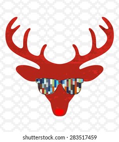 deer hipster with funky sunglasses 