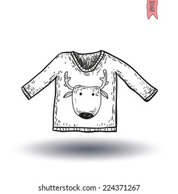  Deer Hipster in Sweater. vector illustration.