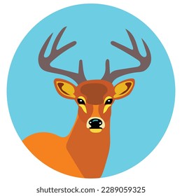 Deer and his horn logo drawing illustration-vector Artwork.