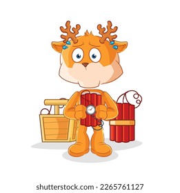 der Hirsch, der einen dynamischen Charakter besitzt. Cartoon-Maskottvektor