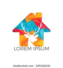 Deer and home logo design.