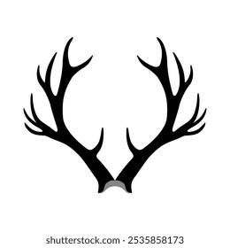 Deer or horn antlers line icon for festive Christmas collage on a transparent background. Vector illustration