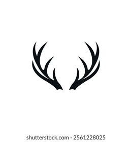 Deer Horn Antlers Vector Icon - Wildlife Symbol, Beautiful Deer Horn Illustration, Simple and Clean Graphic Design of Deer Horn Symbol, Elegant Horn Design with Clean Shapes