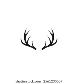 Deer Horn Antlers Vector Icon - Wildlife Symbol, Beautiful Deer Horn Illustration, Simple and Clean Graphic Design of Deer Horn Symbol, Elegant Horn Design with Clean Shapes