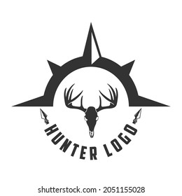 Deer Horn Hunter Logo Vector Design Template.