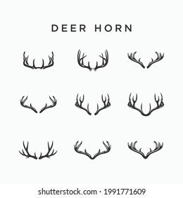 Deer horn icon set vector template design