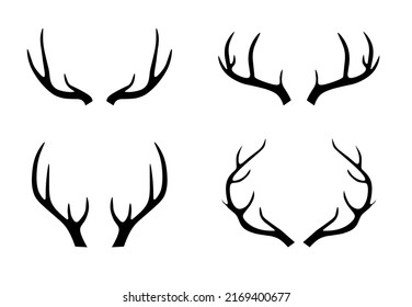 deer horn icon silhouette isolated on white background