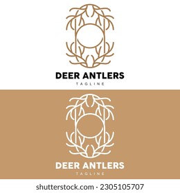 Deer Horn Logo, Animal Vector, Minimalist Simple Design, Illustration Symbol Icon