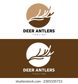 Deer Horn Logo, Animal Vector, Minimalist Simple Design, Illustration Symbol Icon