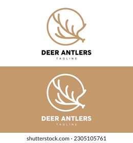 Deer Horn Logo, Animal Vector, Minimalist Simple Design, Illustration Symbol Icon