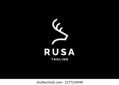Deer with horn logo design vector illustration isolated on black background.
