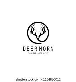 Deer Horn Logo, Vector Antler Icon On White Background, 