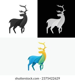 Deer Horn Nature Reindeer Colorful Logo