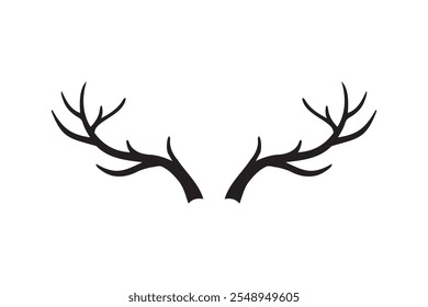 Deer horn silhouette vector illustration icon. Silhouette of reindeer Antler. Etching of buck stag part of skull. . Vector illustration