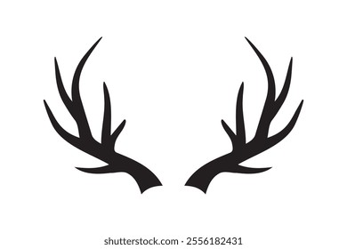 Deer horn silhouette vector illustration icon. Silhouette of reindeer Antler. Etching of buck stag part of skull. . Vector illustration