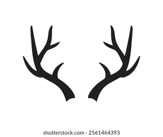 Deer horn silhouette vector illustration icon. Silhouette of reindeer Antler. Etching of buck stag part of skull. . Vector illustration