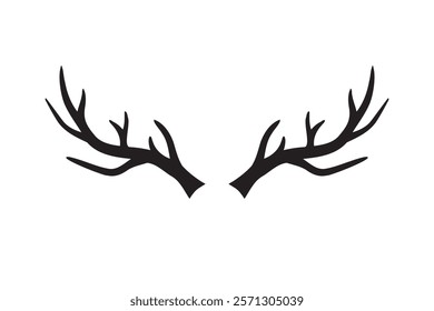 Deer horn silhouette vector illustration icon. Silhouette of reindeer Antler. Etching of buck stag part of skull. . Vector illustration