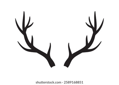 Deer horn silhouette vector illustration icon. Silhouette of reindeer Antler. Etching of buck stag part of skull. . Vector illustration