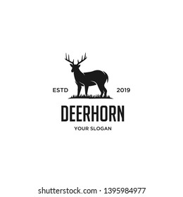 deer horn silhouette  vintage logo 