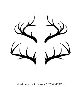 Deer horn vector icon set, horn or antler symbol - Vector