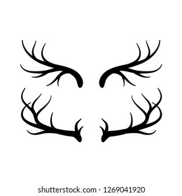 Deer horn vector icon set, horn or antler symbol - Vector