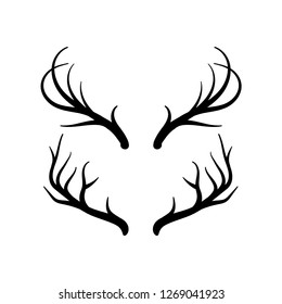 Deer horn vector icon set, horn or antler symbol - Vector