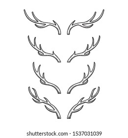 deer horn vector silhouette illustration set