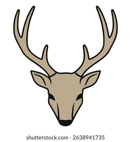deer with horn wild animal flat color vector illustration template design